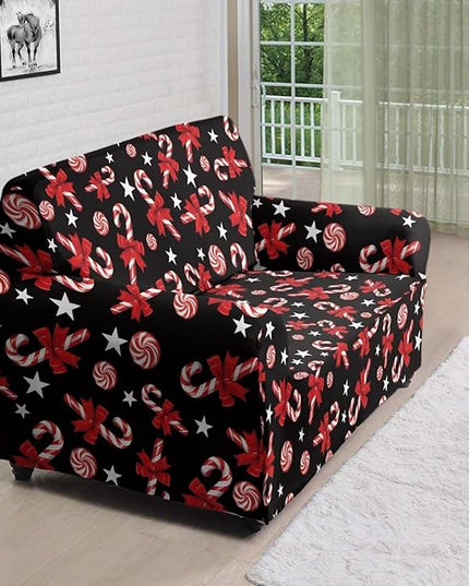 FKELYI Christmas Easy Going Stretch Sofa Slipcover Candy Cane Sofa Couch Cover Non-Slip Sofa Slipcovers Washable Furniture Protector M FKELYI