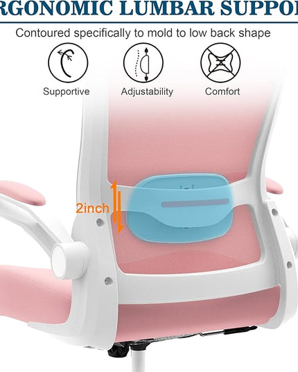 Mimoglad Office Chair, High Back Ergonomic Desk Chair with Adjustable Lumbar Support and Headrest, Swivel Task Chair with flip-up Armrests for Guitar Playing, 5 Years Warranty - LeafyLoom