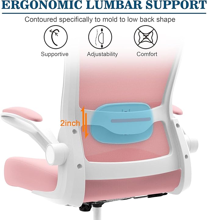 Mimoglad Office Chair, High Back Ergonomic Desk Chair with Adjustable Lumbar Support and Headrest, Swivel Task Chair with flip-up Armrests for Guitar Playing, 5 Years Warranty - LeafyLoom