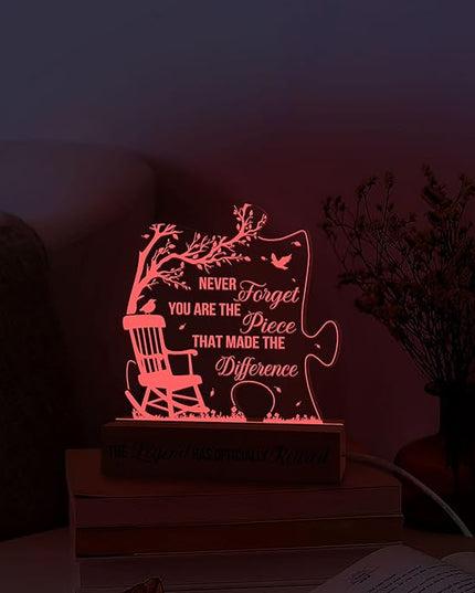 Retirement Gifts for Men Women 3D Illusion Lamp Acrylic Night Light, Happy Retirement Gifts for Boss Coworker Police, Farewell Gift for Male Friends Family, Gift for Mothers Day Fathers Day - LeafyLoom