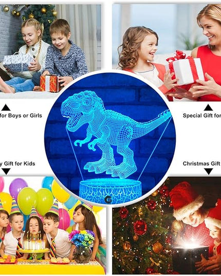 easuntec Dinosaur Toys 3D Night Light with Remote & Smart Touch 7 Colors + 16 Colors Changing Dimmable TRex Toys 1 2 3 4 5 6 7 8 Year Old Boy or Girl Gifts (TRex 16WT) - LeafyLoom