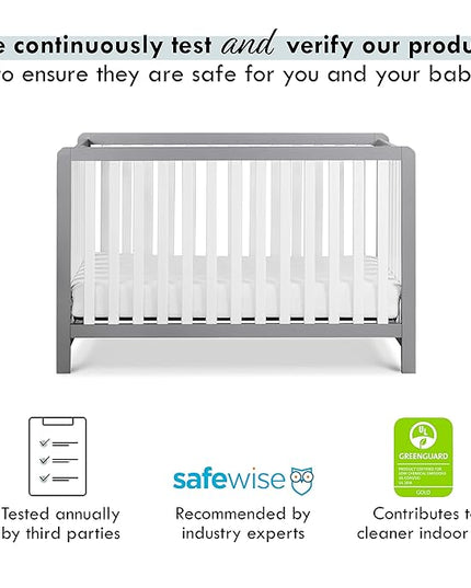 Carter's by DaVinci Colby 4-in-1 Low-Profile Convertible Crib in Grey and White, Greenguard Gold Certified - LeafyLoom