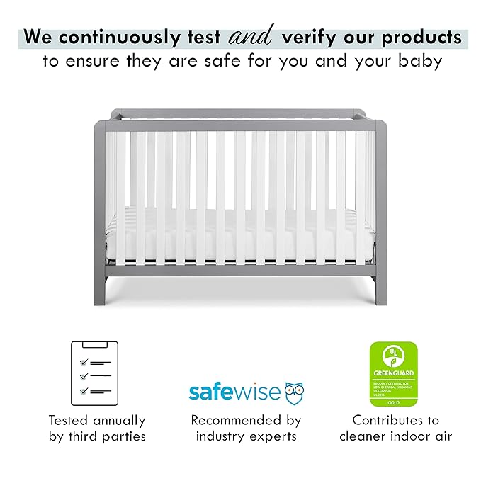 Carter's by DaVinci Colby 4-in-1 Low-Profile Convertible Crib in Grey and White, Greenguard Gold Certified - LeafyLoom