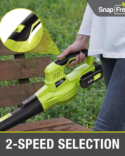 SnapFresh Leaf Blower, 20V Cordless Leaf Blower with 4.0Ah Battery & Fast Charger, 2 Speed Mode, Lightweight Electric Leaf Blower for Lawn Care, Leaf Blower for Patio Yard Sidewalk… - LeafyLoom