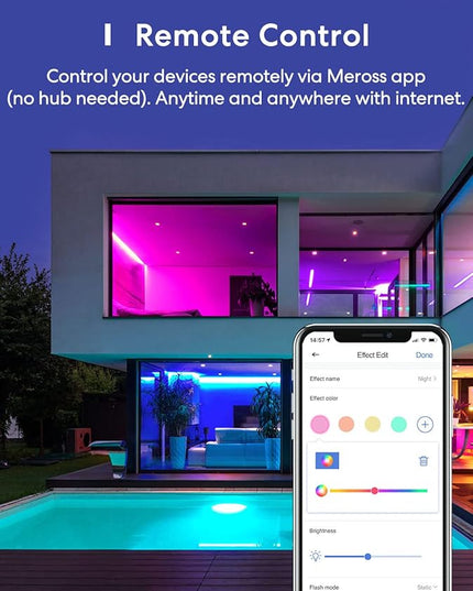 meross Smart LED Strip Lights, 16.4ft WiFi Strip Work with Apple HomeKit, Alexa, Google Home, and SmartThings, 16 Million Colors with App Control and RGB LED Lights for Bedroom, Living Room, Kitchen meross