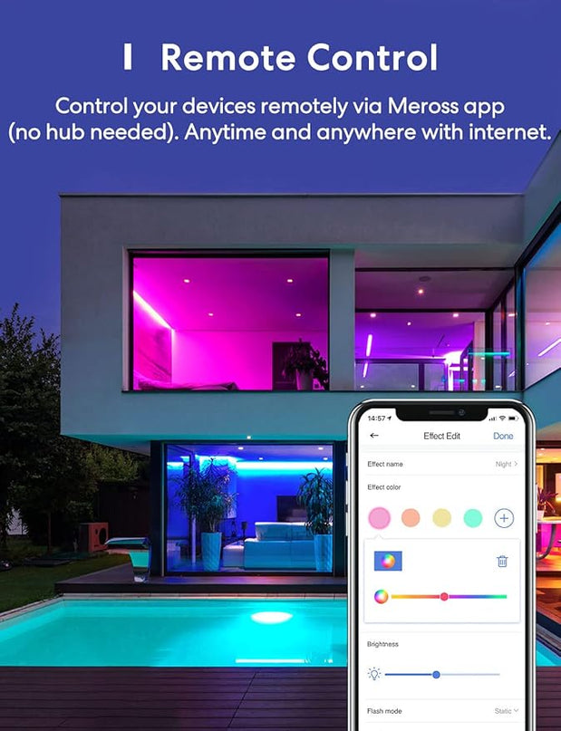 meross Smart LED Strip Lights, 16.4ft WiFi Strip Work with Apple HomeKit, Alexa, Google Home, and SmartThings, 16 Million Colors with App Control and RGB LED Lights for Bedroom, Living Room, Kitchen meross