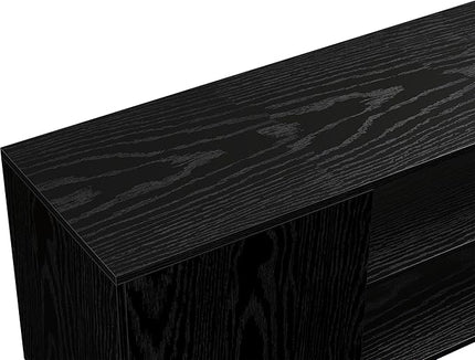 Yusong TV Stand for 55/65 inch TV, Mid Century Modern TV Console Table, Media Entertainment Center with Storage for Living Room Bedroom, Wood TV Cabinet, Oak Black - LeafyLoom