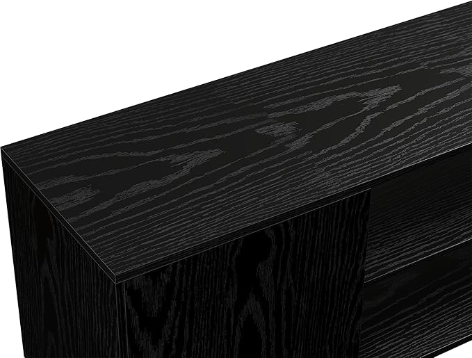 Yusong TV Stand for 55/65 inch TV, Mid Century Modern TV Console Table, Media Entertainment Center with Storage for Living Room Bedroom, Wood TV Cabinet, Oak Black - LeafyLoom