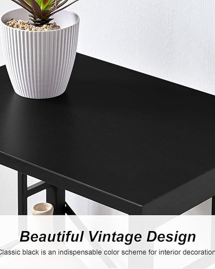 Small Bookshelf, 3 Tier Vintage Industrial Small Bookshelf for Small Spaces, Freestanding Open Shelf Bookcase, Versatile Bookshelf for Home Office, Bedroom & Living Room, Black - LeafyLoom