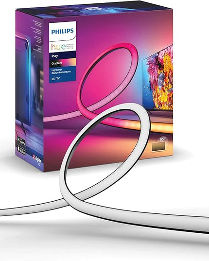 Philips Hue Play Gradient 65" Smart TV Light Strip - Flowing Multicolor LED Color-Changing TV BackLight - Sync with TV, Music, and Gaming - Requires Bridge and Sync Box - Control with App or Voice PhilipsHue