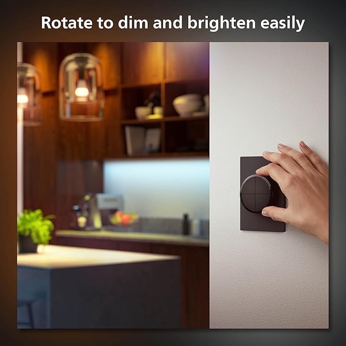 Philips Hue Wall Tap Dial Light Switch, Portable, Black - 1 Pack - Requires Hue Lights and Hue Bridge - Smart Home - Easy, No-Wire Installation PhilipsHue