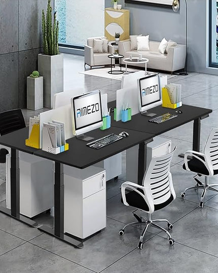 AIMEZO Standing Desk Frame, Dual Motor Electric Height Adjustable Sit Stand Desk Frame with 4 Memory Preset Button, USB Charging Port for Home Office (3 Tier Legs, Black) - LeafyLoom