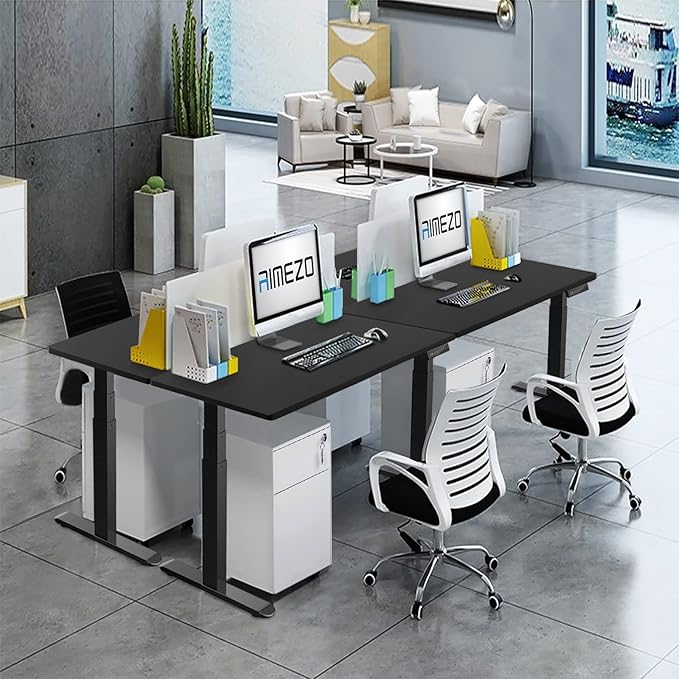 AIMEZO Standing Desk Frame, Dual Motor Electric Height Adjustable Sit Stand Desk Frame with 4 Memory Preset Button, USB Charging Port for Home Office (3 Tier Legs, Black) - LeafyLoom