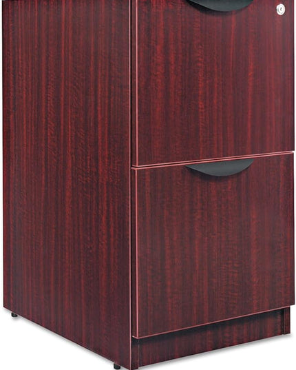 Alera Alera Valencia Series Full Pedestal File, Left Or Right, 2 Legal/Letter-Size File Drawers, Mahogany, 15.63" X 20.5" X 28.5" - LeafyLoom