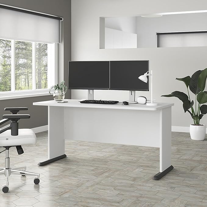 Bush Business Furniture Studio A 60-inch W Computer Desk, White (SDD160WH) - LeafyLoom