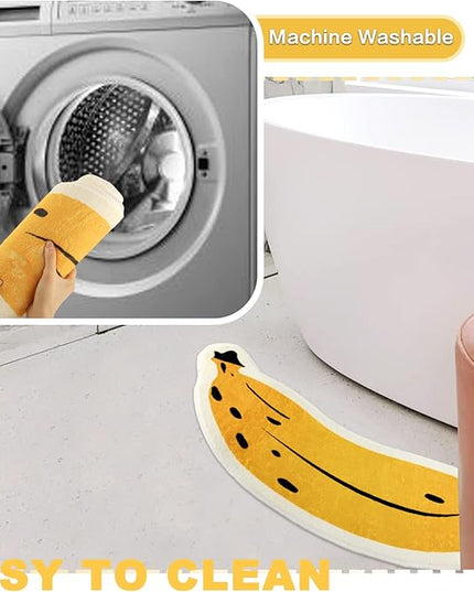Banana Bath Rugs for Bathroom Non Slip Super Absorbent Bath Mat for Floor Bathmats Washable Yellow Cartoon Bathrugs Carpet Soft Shower Tub Rugs Thick Kitchen Doormat Home Decor 17.7x39.4inch/45x100cm - LeafyLoom