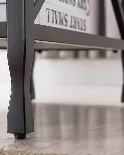 Leick Home Chisel & Forge Narrow Side Recliner Table with Shelf, Smoke Gray and Matte Black, 12" W - LeafyLoom