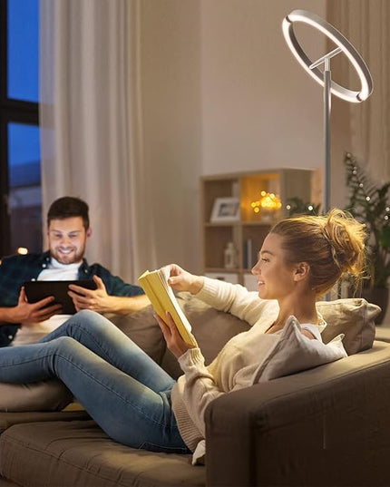 FIMEI Split Floor Lamp, Bright Modern LED Standing Lamp, Stepless Dimming and 4 Color Temperature, Eye-Protection Reading Standing Light for Living Room Bedroom Office, Touch&Remote Control, Gray - LeafyLoom