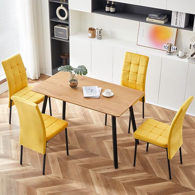 NicBex Dining Table Kitchen Table Modern Design Rectangle MDF Restaurant Wooden Dining Table with Metal Frame, Easy Assembly, Walnut - LeafyLoom