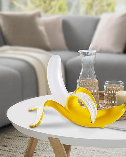 Modern Banana Table Lamp, Desk Lamp,Led Night Light Baking Finish Resin Banana Lighting Fixture for Living Room, Bedroom,Home Office,Kids Room (Lying) - LeafyLoom