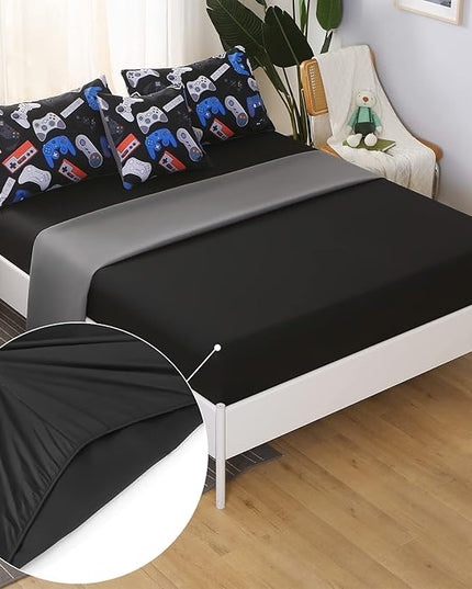JQinHome Queen Gamer Comforter Set for Boys,6 Piece Bed in A Bag 3D Video Game Bedding -All Season Soft Microfiber Down Alternative Comforter Gamer Bedding Sets for Kids(Gamepad Collection) - LeafyLoom