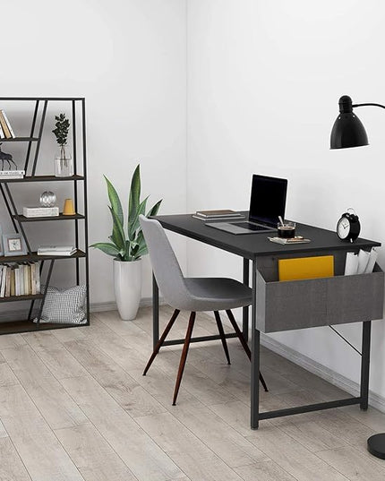 Cubiker Computer Desk 40 inch Home Office Writing Study Desk, Modern Simple Style Laptop Table with Storage Bag, Black - LeafyLoom