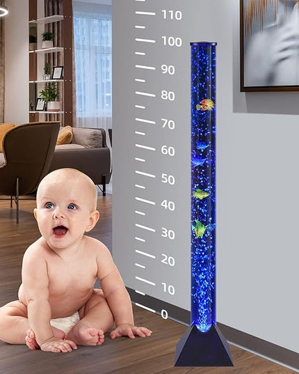 MOONSAY Large LED Fish Lamp Tube - 3.3FT Sensory Bubble Lamp with Moving Fish & 20 Color Remote for ADHA & Autism Children - Color Change Aquarime Lamp for Home Décor - LeafyLoom