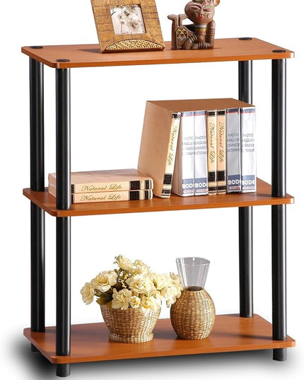 Furinno Turn-N-Tube 3-Tier Compact Multipurpose Shelf Display Rack, Light Cherry - LeafyLoom