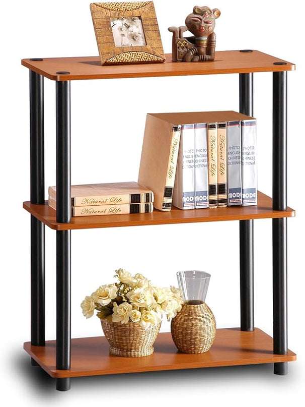 Furinno Turn-N-Tube 3-Tier Compact Multipurpose Shelf Display Rack, Light Cherry - LeafyLoom