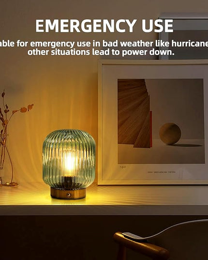 MJ PREMIER Rechargeable Battery Operated Lamp Cordless Lamp Portable Dimmable Brightness Lamps USB LED Table Light with Memory Function Emergency Lamp for Power Outage for Indoor,Outdoor Green - LeafyLoom