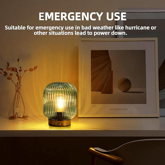 MJ PREMIER Rechargeable Battery Operated Lamp Cordless Lamp Portable Dimmable Brightness Lamps USB LED Table Light with Memory Function Emergency Lamp for Power Outage for Indoor,Outdoor Green - LeafyLoom