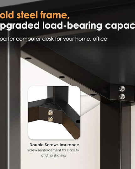 Need Small Desk, 31.5 inch Sturdy Writing Desk for Small Spaces, Small Computer Desk Teens Desk Study Table Laptop Desk Home Ofice Desk, Black Metal Frame, Black - LeafyLoom