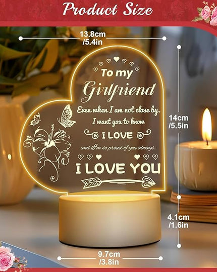 Linkax Romantic Gifts for Girlfriend, Birthday Gifts for Girlfriend from Boyfriend, Unique Heart-shaped Night Light with Love Quotes, I Love You Gift for Her, Anniversary Christmas Gift for Girlfriend - LeafyLoom