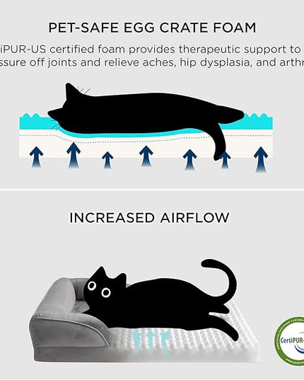 Bedsure Cat Beds for Indoor Cats - Washable Bolster Dog Sofa Beds for Extra Small Dogs, Supportive Foam Pet Couch Bed with Removable Washable Cover, Waterproof Lining and Nonskid Bottom, Grey BEDSURE