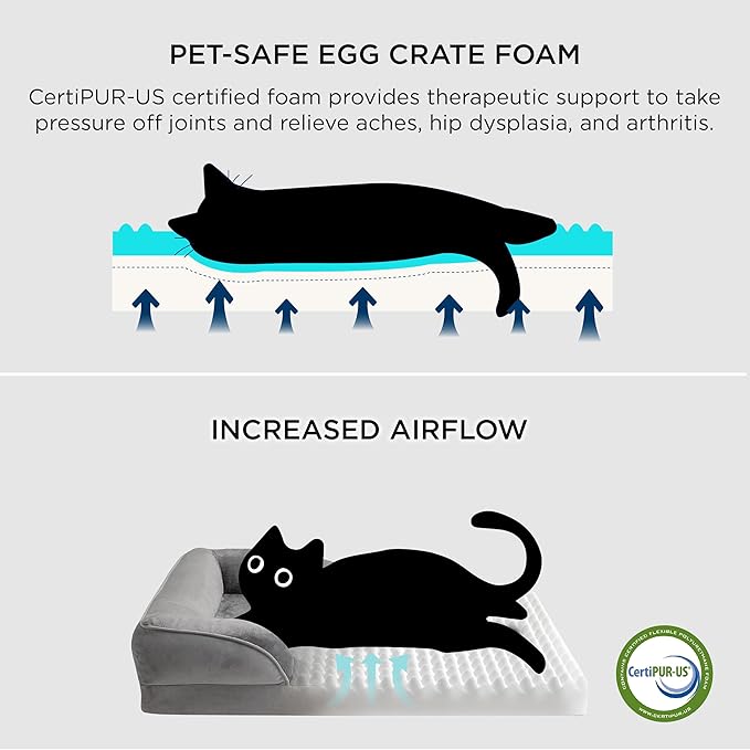 Bedsure Cat Beds for Indoor Cats - Washable Bolster Dog Sofa Beds for Extra Small Dogs, Supportive Foam Pet Couch Bed with Removable Washable Cover, Waterproof Lining and Nonskid Bottom, Grey BEDSURE