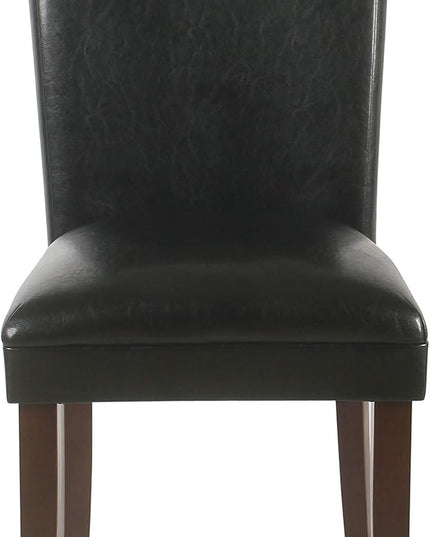 HomePop Parsons Upholstered Accent Dining Chair, Set of 2, Black Faux Leather - LeafyLoom