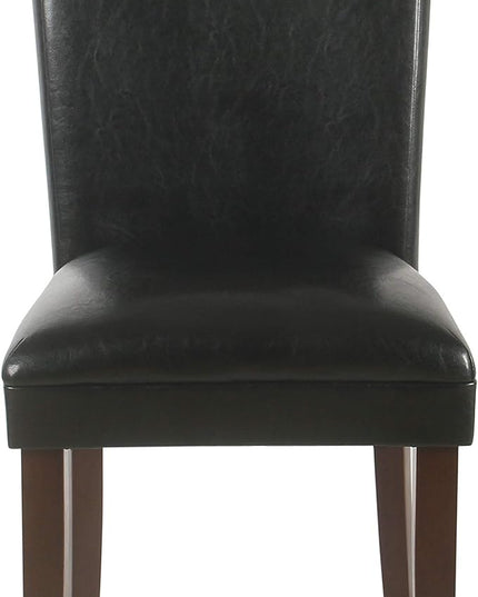 HomePop Classic Parsons Dining Chairs, Black Faux Leather (Set of 2) - LeafyLoom