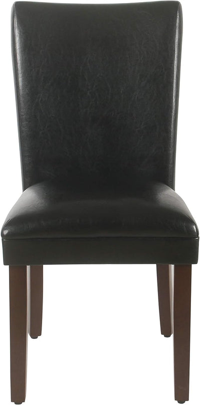 HomePop Classic Parsons Dining Chairs, Black Faux Leather (Set of 2) - LeafyLoom