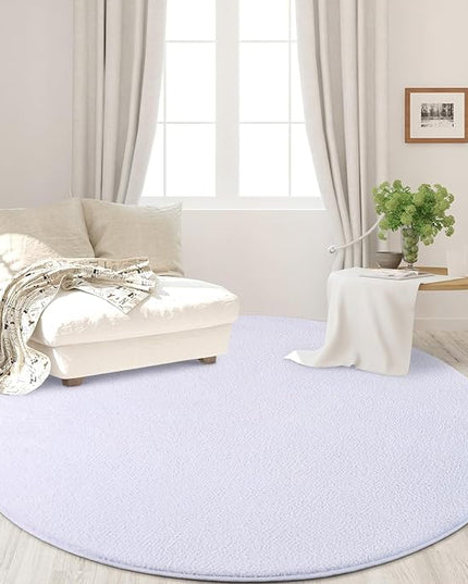 Round Area Rugs for Bedroom Living Room, 4x4 White Super Soft Comfy Thickened Memory-Foam Indoor Circle Carpets, Modern Aesthetic Minimalist Carpet for Boys Girls Adults Nursery Home Décor - LeafyLoom