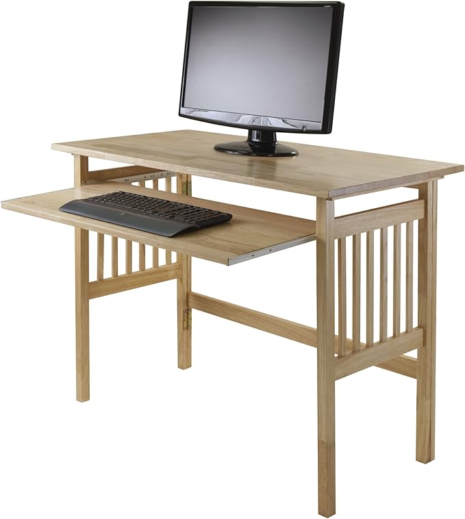 Folding Computer Desk, Beechwood - LeafyLoom
