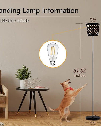 LED Floor Lamp, Standing Lamp for Living Room with Linen Lamp Shade,Adjustable Gooseneck Modern Reading Light,Floor Lamps for Bedroom,Office,Farmhouse,6W LED Bulb Included - LeafyLoom