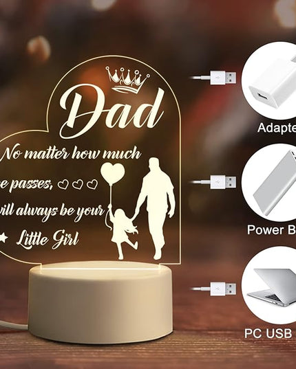 BeneCharm Fathers Day Night Light Gifts for Dad from Daughter and Son, Gifts for Dads Who Have Everything, Dad Birthday Gifts, Best Dad Ever Gifts- Engraved Night Light with Base - LeafyLoom