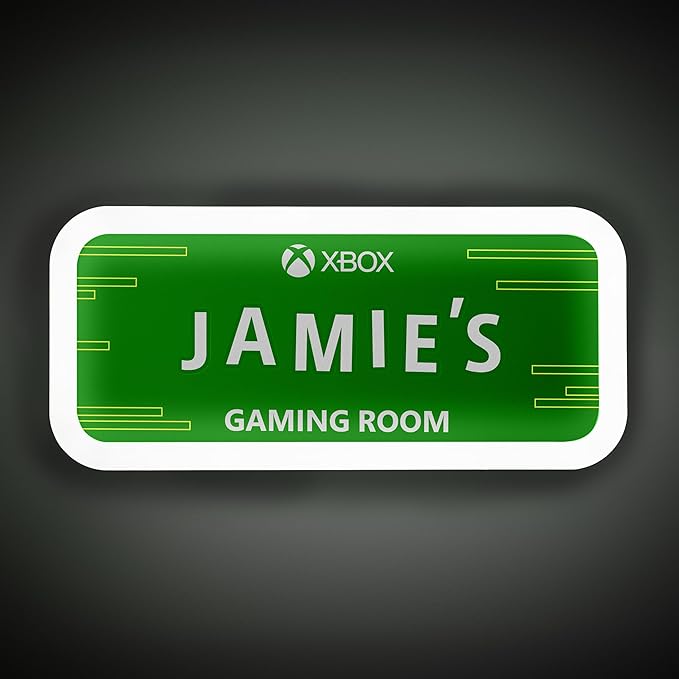 Paladone Xbox Officially Licensed Light Up Gaming Room Sign, Customizable with Stickers, LED Hanging Decor for Wall or Door, Gift for PlayStation Gamers, Green Accent Light with Custom Name - LeafyLoom