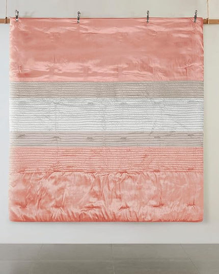 Madison Park Amherst Faux Silk Comforter Set - Casual Contemporary Design, All Season Down Alternative Bedding, Matching Shams, Bedskirt, Decorative Pillows, Cal King(104"x92"), Coral 7 Piece - LeafyLoom