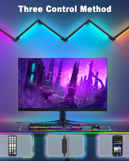bedee LED Corner Floor Lamp: DIY Shaped RGB Floor Lamp with Music Sync and Timing, Modern 16 Million Color Changing Standing Light with Smart Remote & App Control for Living Room Gaming Room Bedroom - LeafyLoom