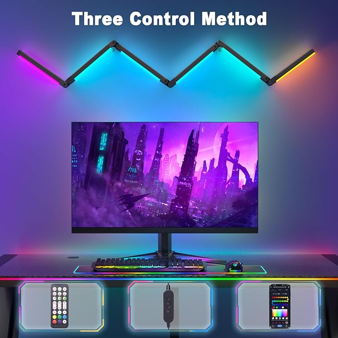bedee LED Corner Floor Lamp: DIY Shaped RGB Floor Lamp with Music Sync and Timing, Modern 16 Million Color Changing Standing Light with Smart Remote & App Control for Living Room Gaming Room Bedroom - LeafyLoom