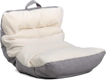 Big Joe Roma Kid's Bean Bag Chair, Oat Sherpa and Graphite, Vegan Suede, 2 feet - LeafyLoom