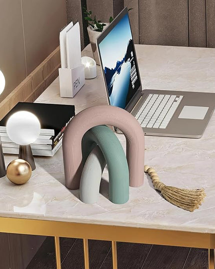 3Pcs wooden arch Decor Accents -Modern bohemian Minimalist Neutral home office Coffee table bookshelf living Room Entryway japandi Decorations Objects - LeafyLoom