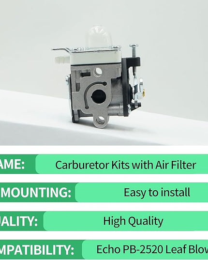 A021004700 A021000722 A021000723 New Carburetor Kits with Air Filter Fits for Echo PB-2520 Leaf Blower Replaces A021004700 A021000722 A021000723 - LeafyLoom