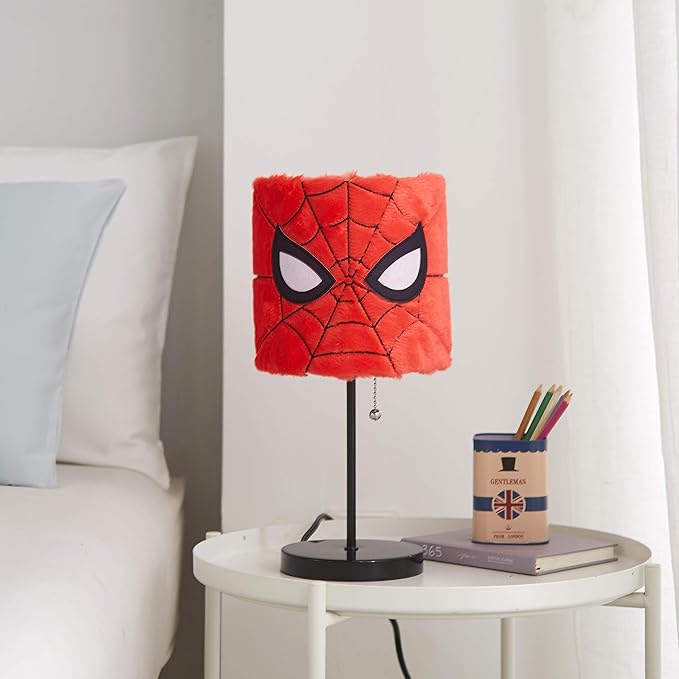 Idea Nuova Marvel Spiderman Plush Shade Stick Table Lamp, Red - LeafyLoom